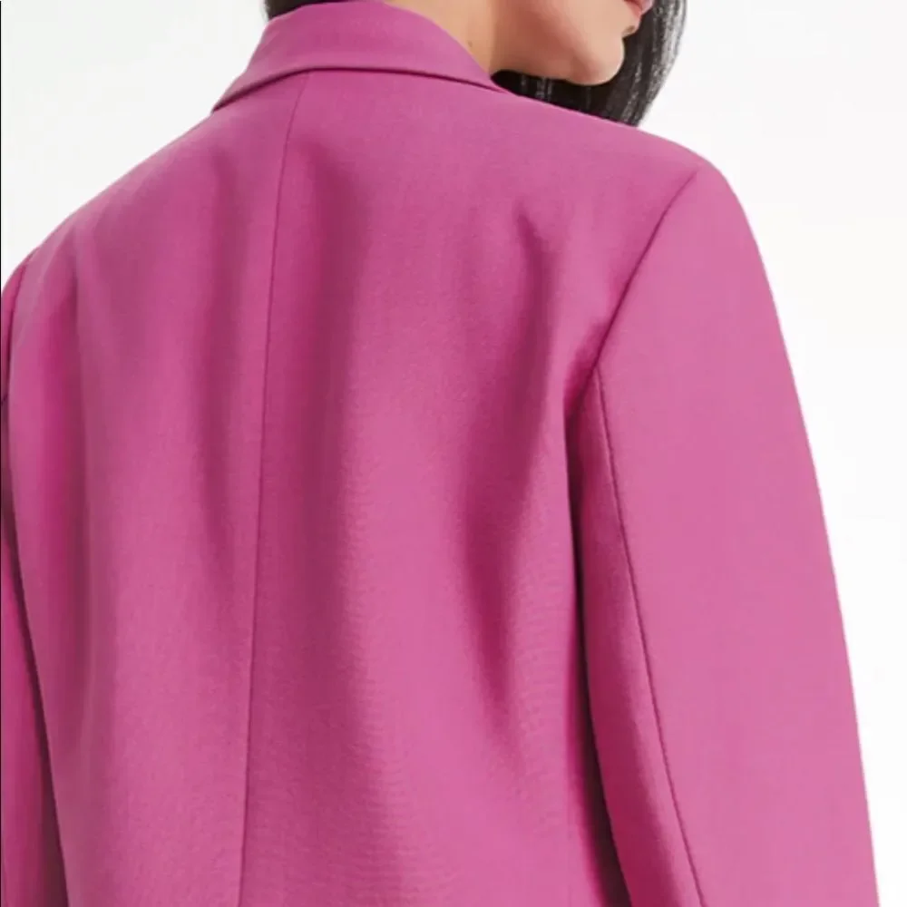 CommensSolid Color Essential BlazerJacket &HighWaist Pleat Frt Strat Leg Fuchsia_5